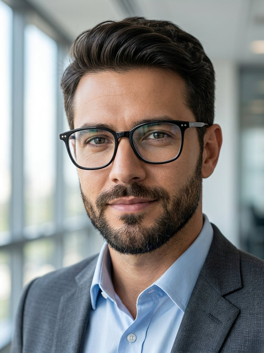 FocusShield Blue Light Blocking Glasses Man in Office