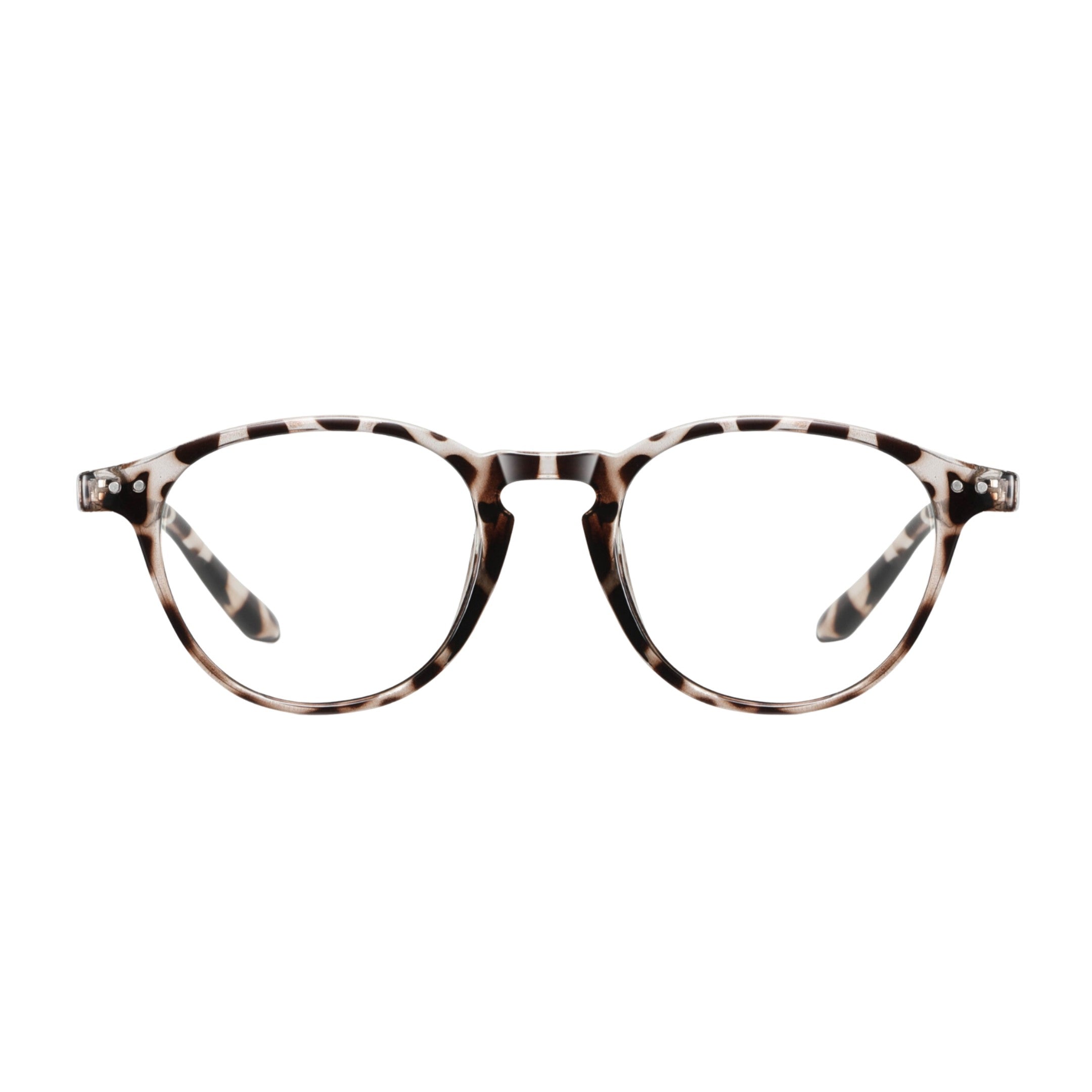 oculos anti luz azul redondo leopardo branco frente
