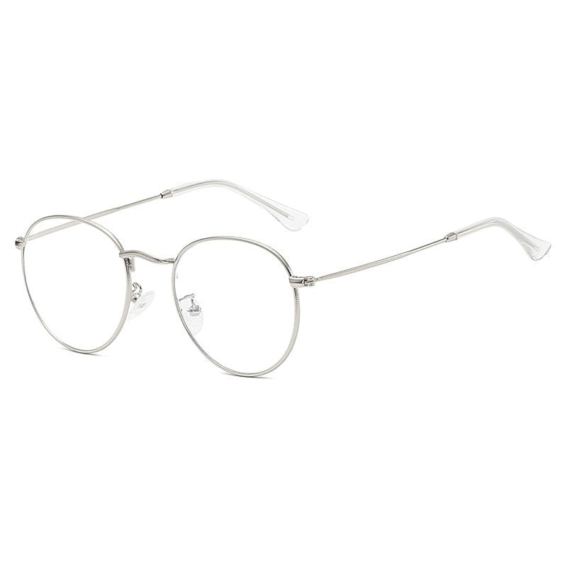 oculos anti luz azul redondo prata perfil
