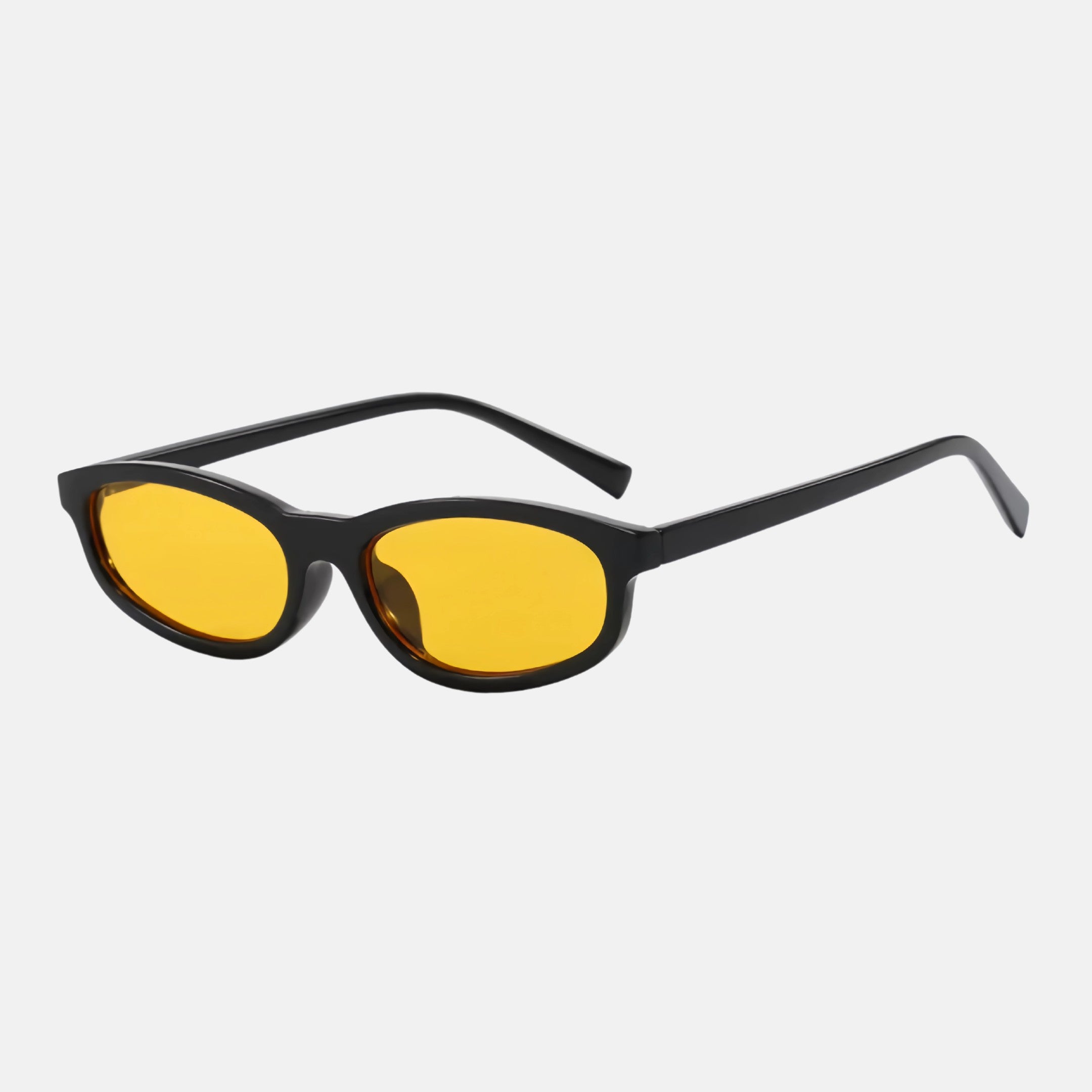 oculos mira sol preto amarelo perfil
