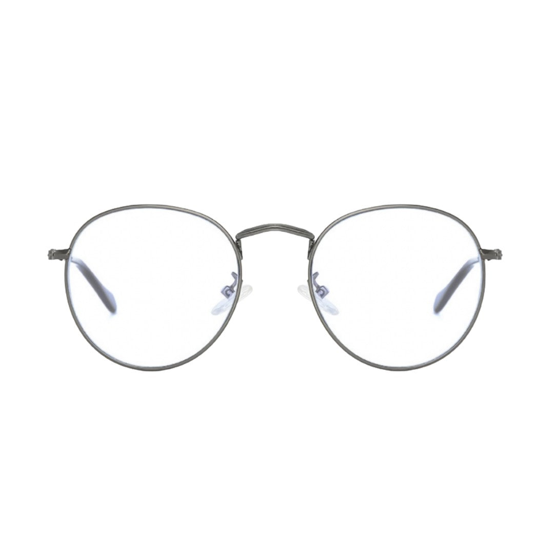 oculos anti luz azul redondo chumbo frente
