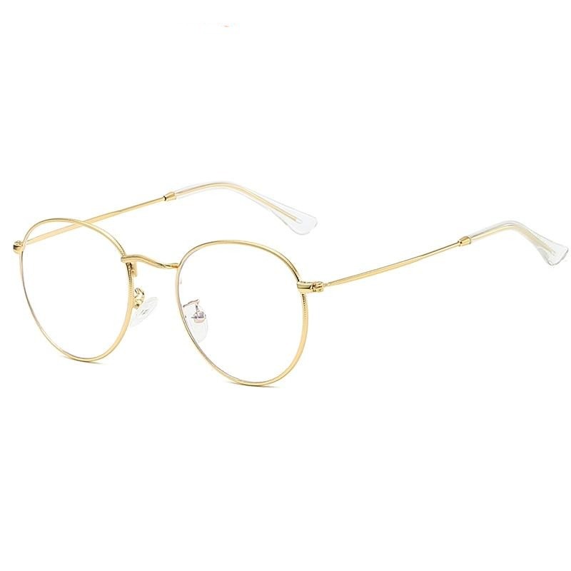 oculos anti luz azul redondo dourado perfil