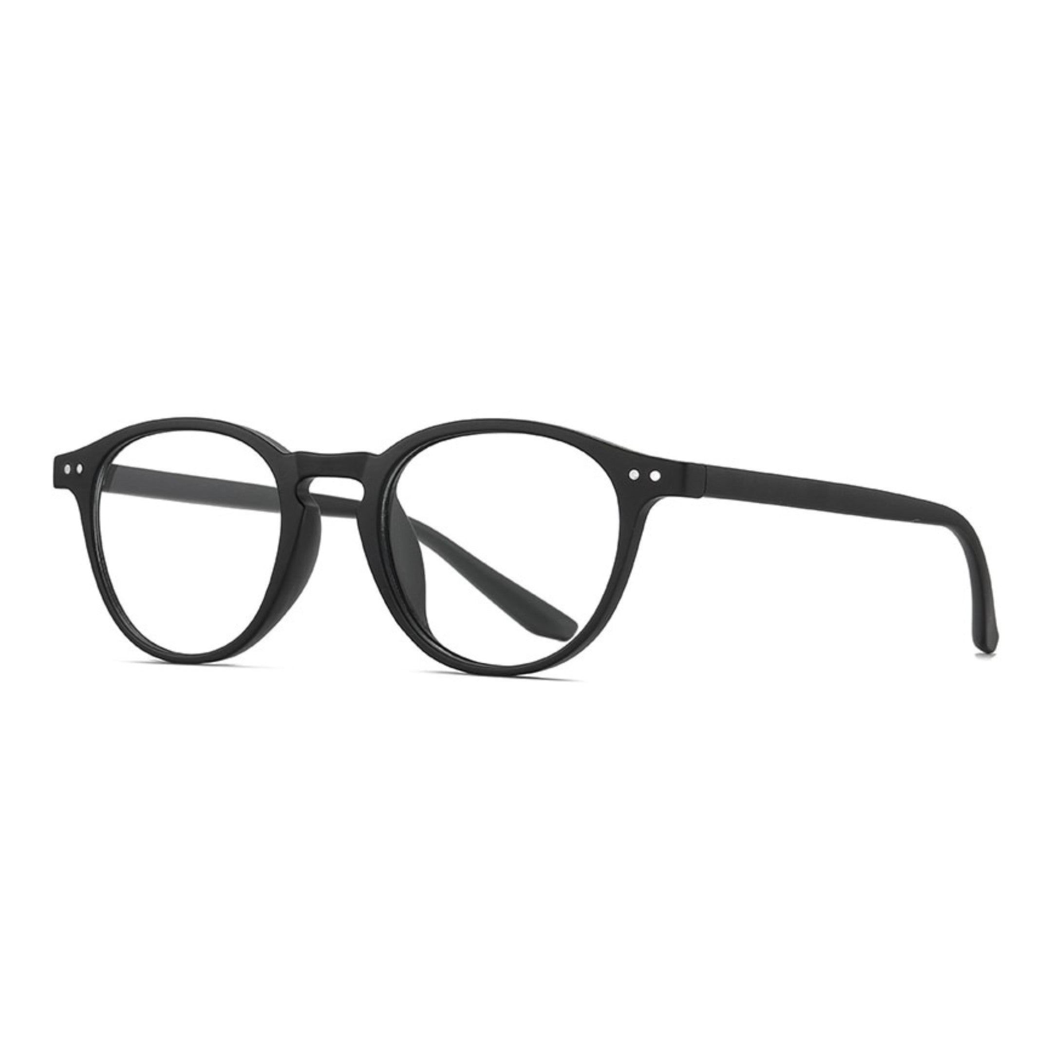 oculos anti luz azul redondo preto fosco perfil