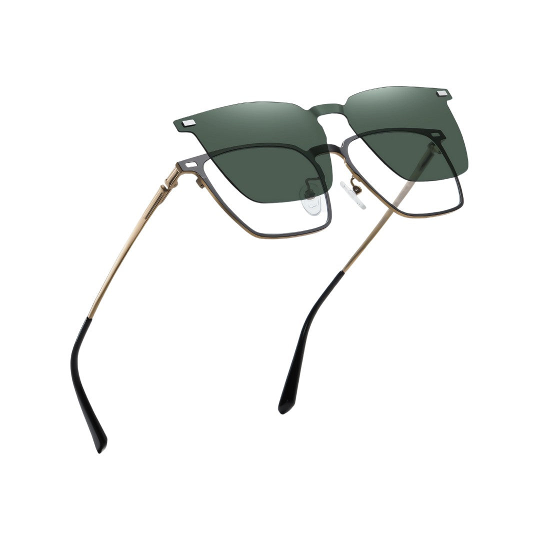 oculos rise clip on verde escuro angulo
