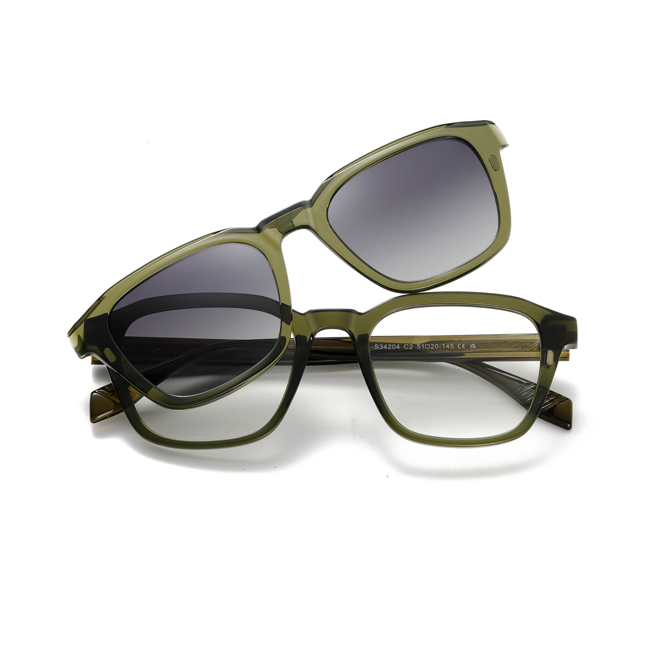 oculos soren clip on verde frente